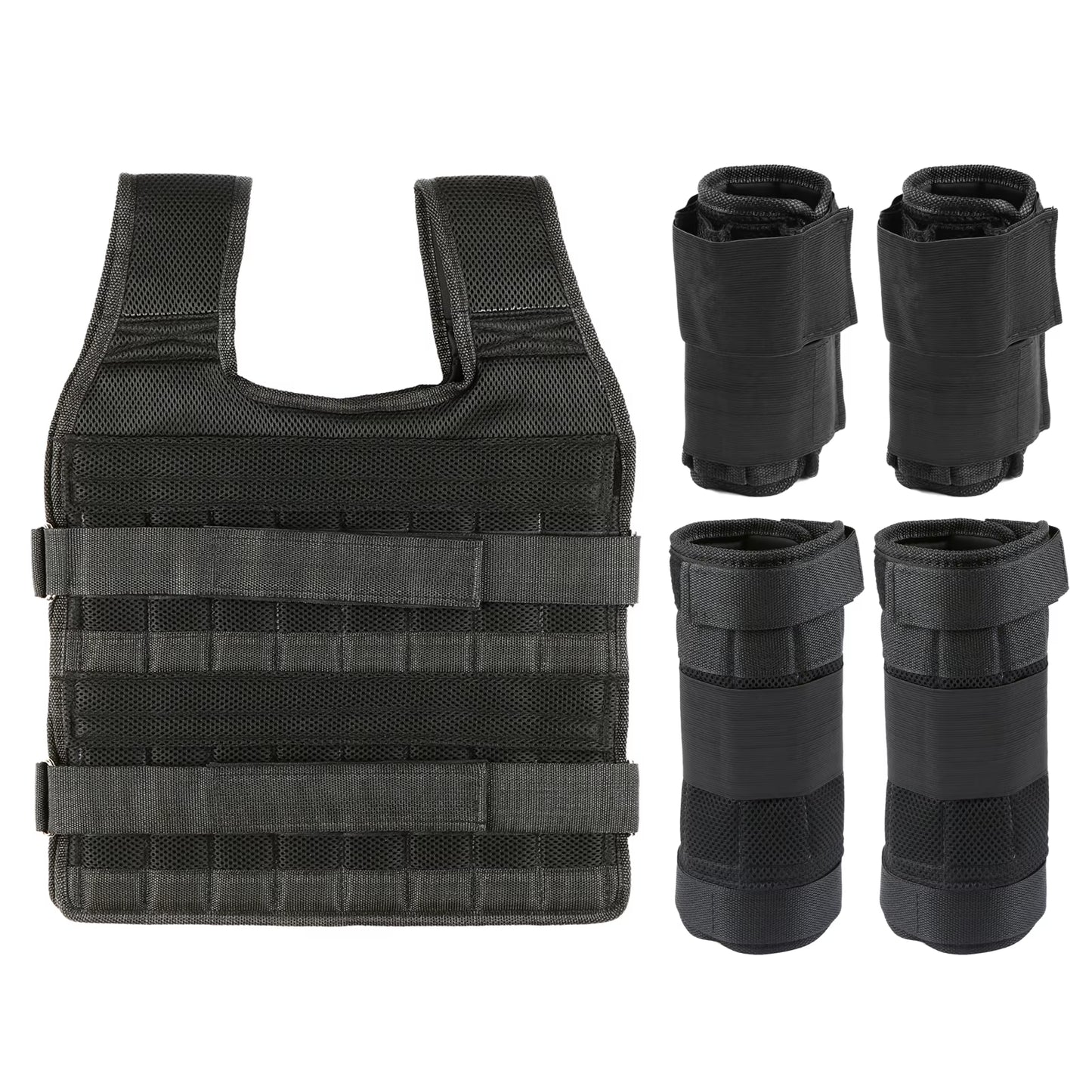 15Kg/35Kg Adjustable Weight Vest Exercise Loading Weight Vest Strength Training Jacket with 6Kg Leg Weight 5Kg Arm Weight