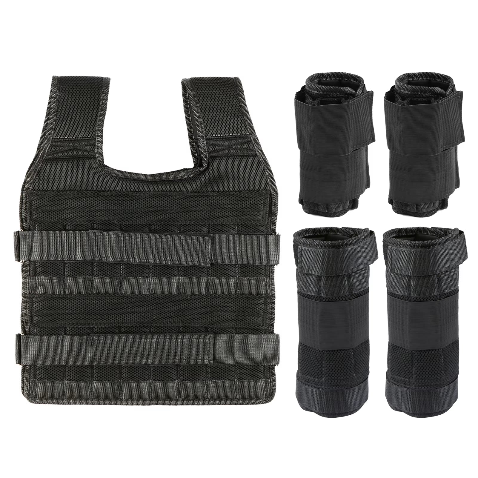 15Kg/35Kg Adjustable Weight Vest Exercise Loading Weight Vest Strength Training Jacket with 6Kg Leg Weight 5Kg Arm Weight