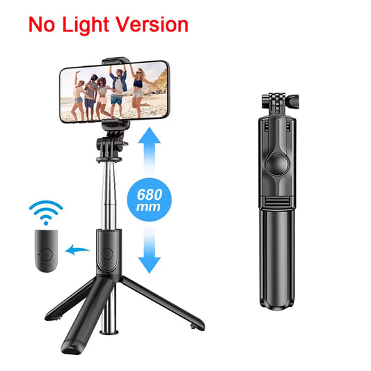 Extended Selfie Stick Bluetooth Selfie Stick Fill Light Tripod with Remote Shutter for Android IOS 2023 Latest Hot