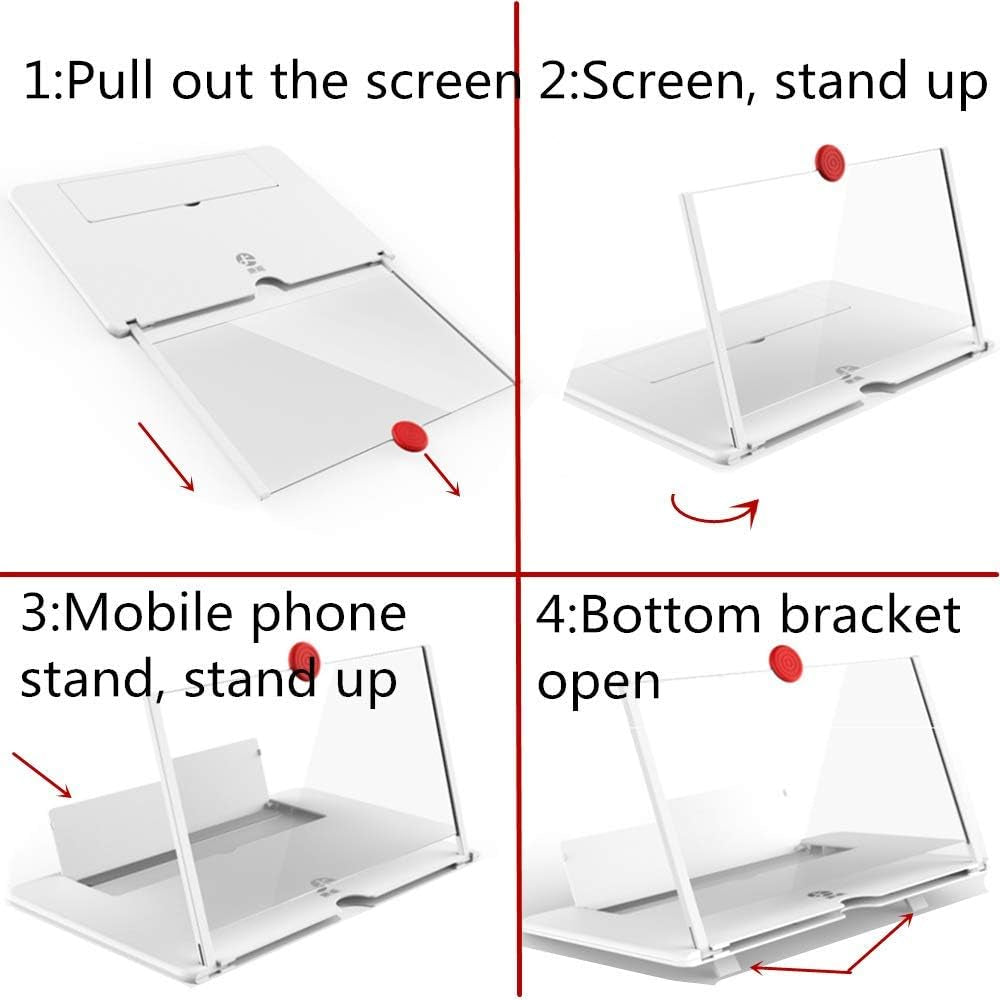 12" Screen Magnifier Amplifier, New Generation Mobile Phone Holder 3D HD Mobile Video Amplifier, Projection Amplifier Support X / 8/8 plus / 7/7 plus / 6 / 6S / 6 plus / 6S plus and All Other Smar